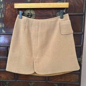 Stylish Tan Wool Lourphyli Skirt with Pocket